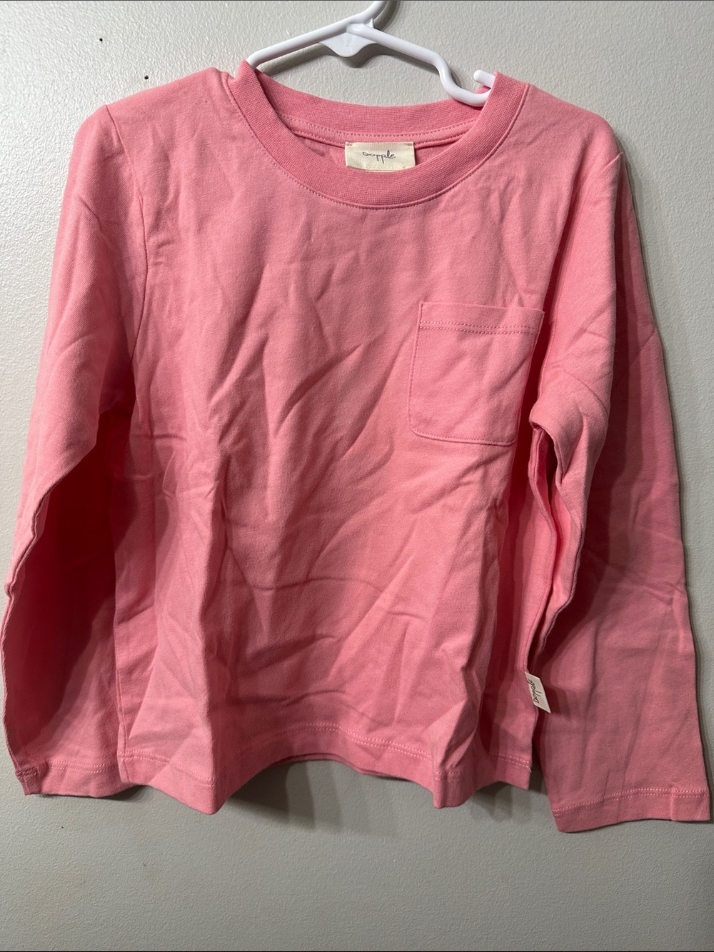Dopple Essentials Organic Cotton Long Sleeve Pocket Tee Pink 4T NWT